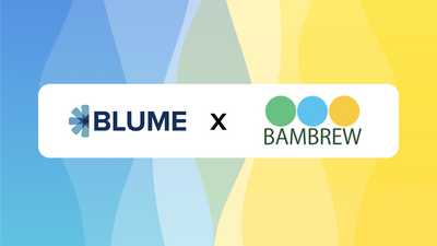 Image showing BLUME x BAMBREW logos on a gradient background.
