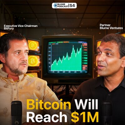 Slide showing Blume Podcast S4, text Bitcoin Will Reach $1M, featuring George Kikvadze, executive vice chairman BitFury, with Karthik Reddy