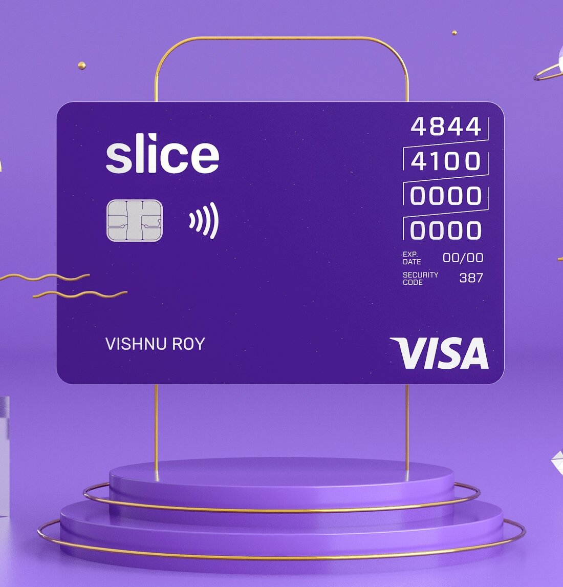 Image showing Slice card with VISA branding and name Vishnu Roy